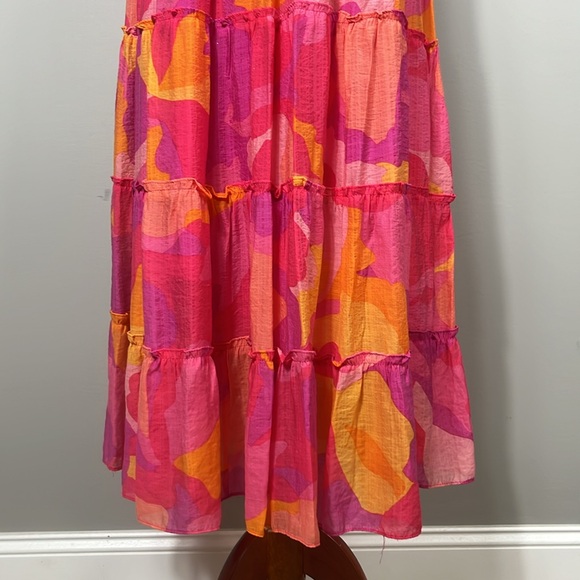 MSK Pink and Orange Patterned Maxi Dress / SZ S - Picture 4 of 11